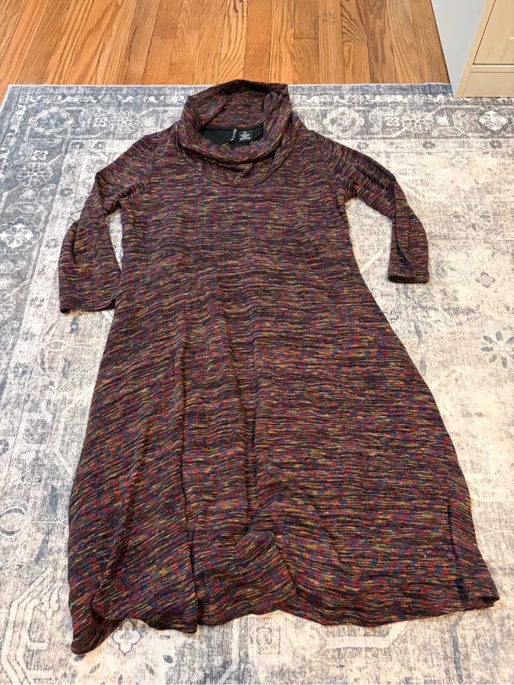 new directions Multicolor Speckled Cowl-Neck Long Sleeve Dress